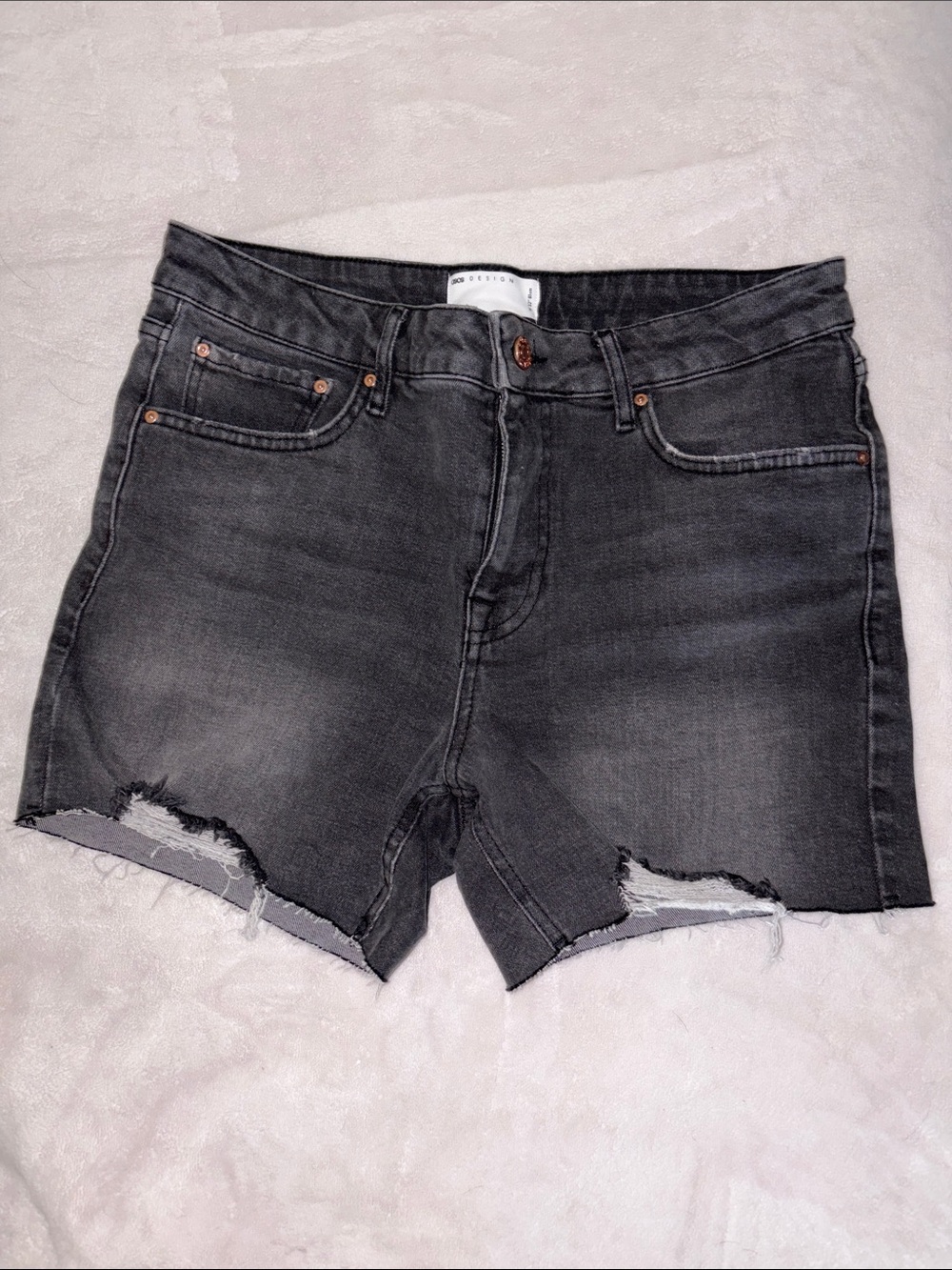 ASOS Black Distressed Denim Jean Shorts